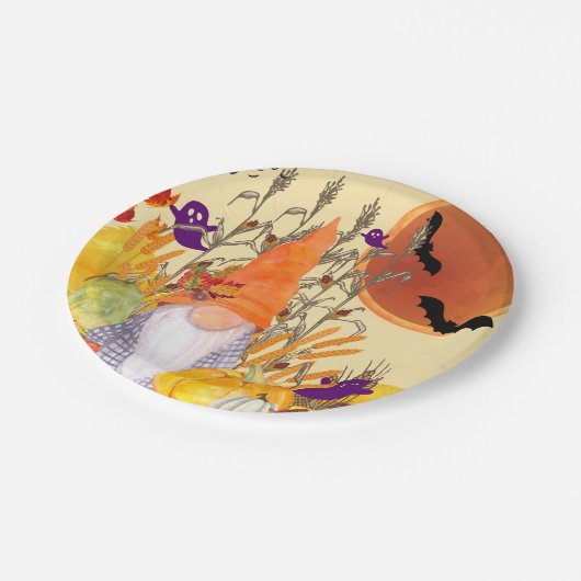 Assiettes En Carton Plaques Gnomes de récolte d'automne (Angle)