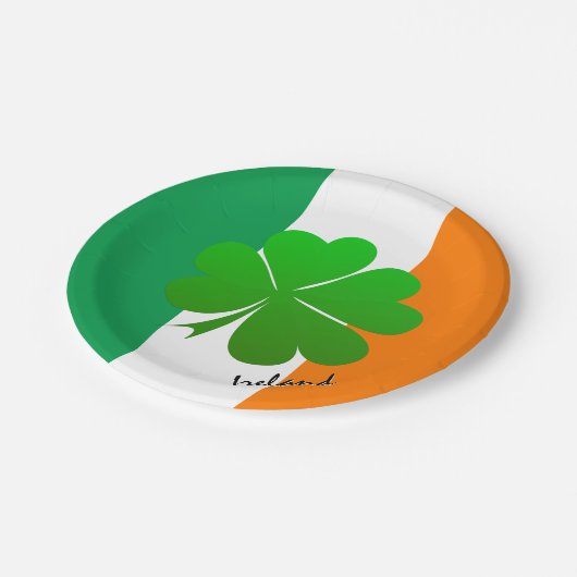 Assiettes En Carton Plaques irlandaises, Shamrock, drapeau irlandais / (Angle)