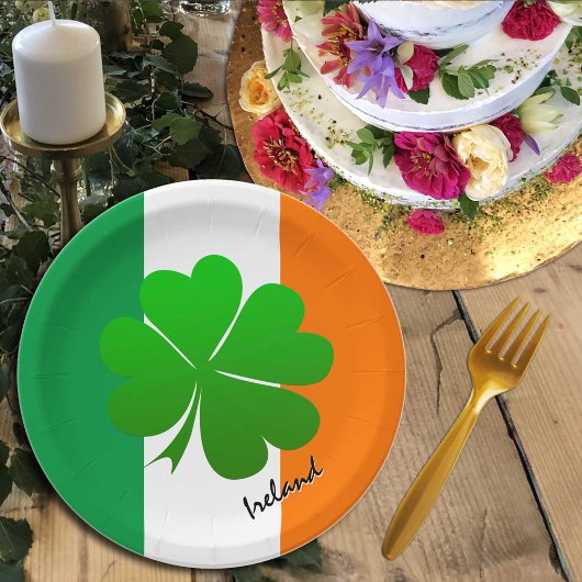 Assiettes En Carton Plaques irlandaises, Shamrock, drapeau irlandais /