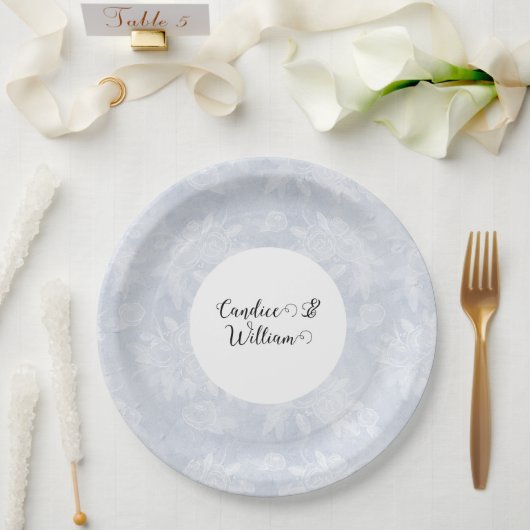 Assiettes En Carton Plaques jetables Dusty Blue Chalk (Mariage)