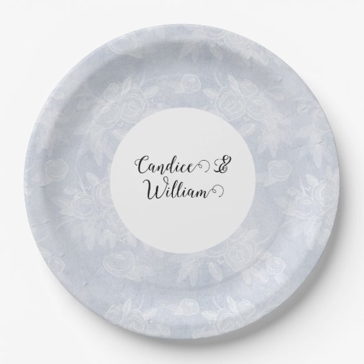 Assiettes En Carton Plaques jetables Dusty Blue Chalk (Devant)