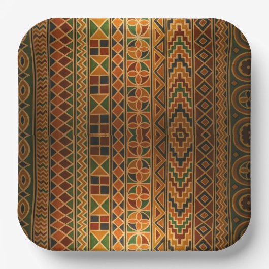 Assiettes En Carton Plaques Kente Party (Recto)