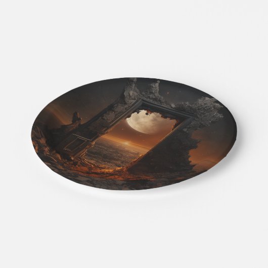 Assiettes En Carton Plaques lunes et spatiales (Angle)