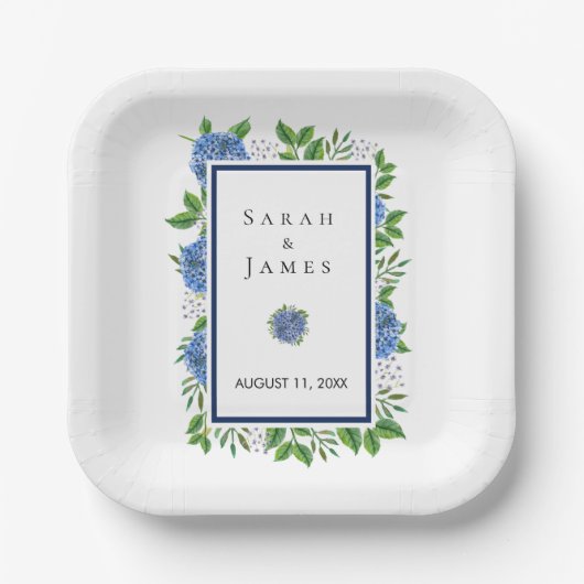 Assiettes En Carton Plaques Mariages d'aquarelle Hydrangeas pour récep (Recto)
