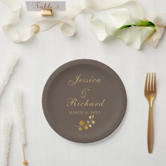 Assiettes En Carton Plaques Mariages en or Eucalyptus (Mariage)