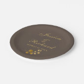 Assiettes En Carton Plaques Mariages en or Eucalyptus (Angle)
