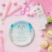 Assiettes En Carton Plaques mariages | Plage géométrique Monogramme mo (Fête)