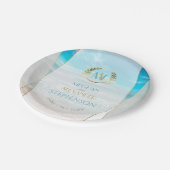 Assiettes En Carton Plaques mariages | Plage géométrique Monogramme mo (Angle)