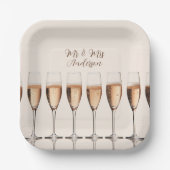 Assiettes En Carton Plaques mariages rangée de lunettes de champagne r (Recto)