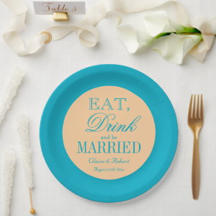 Assiettes En Carton Plaques mariages turquoises et colorées pêche