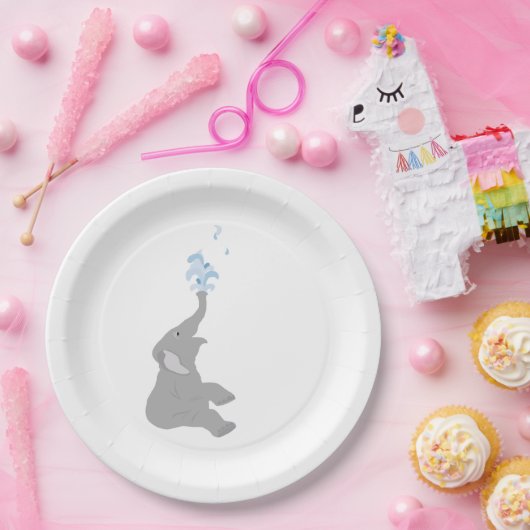 Assiettes En Carton Plaques minimes modernes de douche d'éléphant gris (Fête)