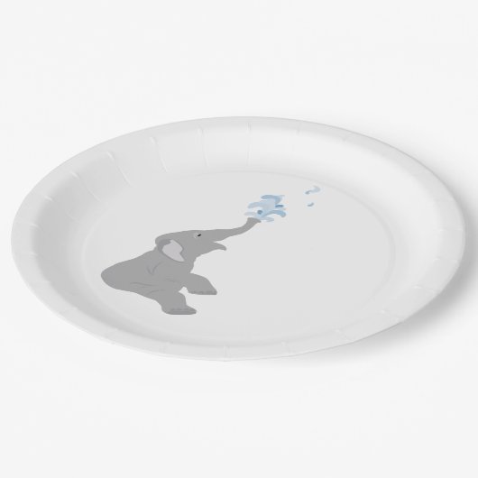 Assiettes En Carton Plaques minimes modernes de douche d'éléphant gris (Angle)