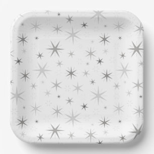 Assiettes En Carton Plaques Motifs Argent Stars