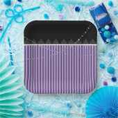 Assiettes En Carton Plaques papier à rayures violettes et noires (Fête)