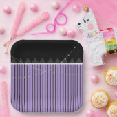 Assiettes En Carton Plaques papier à rayures violettes et noires (Fête)