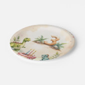 Assiettes En Carton Plaques papier à trois rapports Dinosaure 3e anniv (Angle)