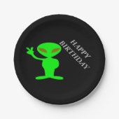 Assiettes En Carton Plaques papier Aliens d'anniversaire joyeuses (Devant)