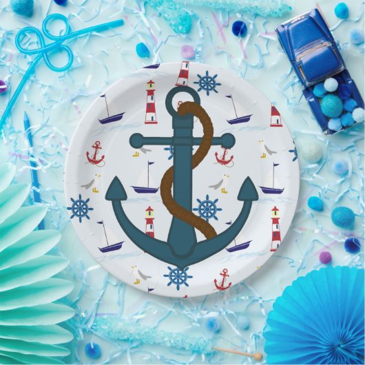 Assiettes En Carton Plaques papier Ancre (Fête)