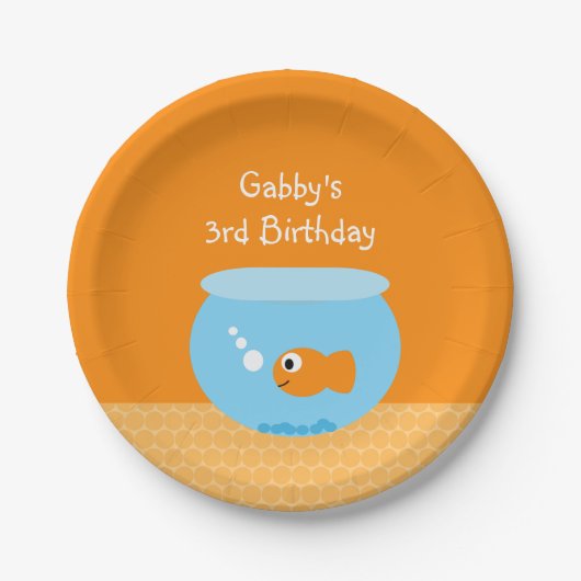 Assiettes En Carton Plaques papier Anniversaire de enfant Orange Goldf (Devant)