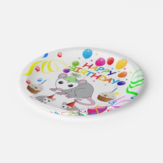 Assiettes En Carton Plaques Papier Anniversaire, Plaque Papier Possum (Angle)