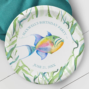 Assiettes En Carton Plaques Papier Anniversaire Sous La Mer Poisson Tr