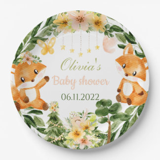 Assiettes En Carton Plaques papier baby shower renard