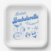 Assiettes En Carton Plaques Papier Bachelorette Blue Beach (Recto)