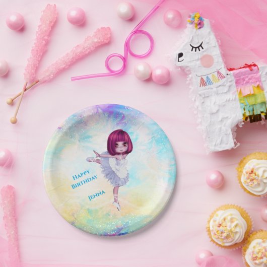 Assiettes En Carton Plaques papier Ballerina Dancer "Happy Birthday" (Fête)