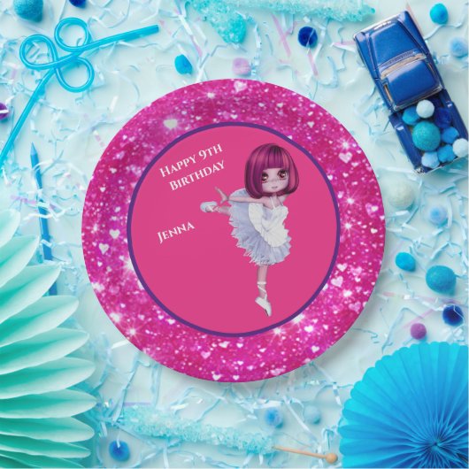 Assiettes En Carton Plaques papier Ballerina Dancer "Happy Birthday" (Fête)