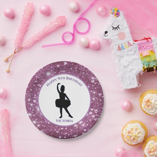 Assiettes En Carton Plaques papier Ballerina Dancer "Happy Birthday" (Fête)