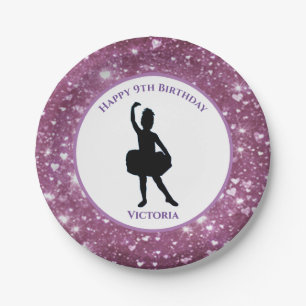 Assiettes En Carton Plaques papier Ballerina Dancer "Happy Birthday"