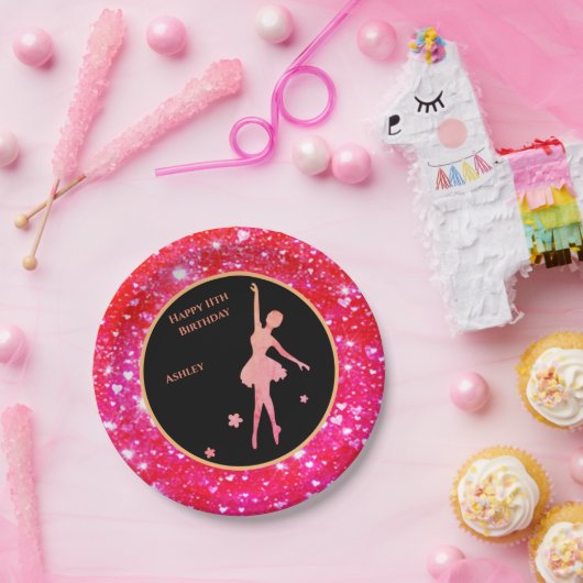 Assiettes En Carton Plaques papier Ballerina Dancer "Happy Birthday" (Fête)