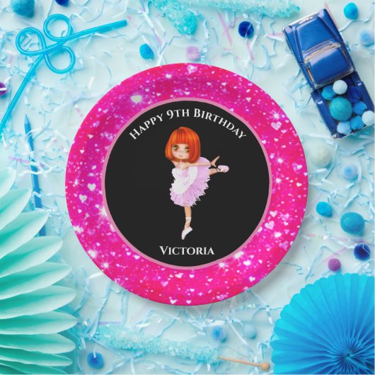 Assiettes En Carton Plaques papier Ballerina Dancer "Happy Birthday" (Fête)