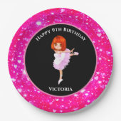 Assiettes En Carton Plaques papier Ballerina Dancer "Happy Birthday" (Devant)