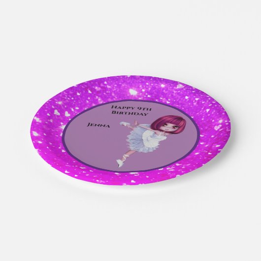 Assiettes En Carton Plaques papier Ballerina Dancer "Happy Birthday" (Angle)