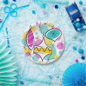 Assiettes En Carton Plaques papier Baubles Arbre Rétro (Fête)