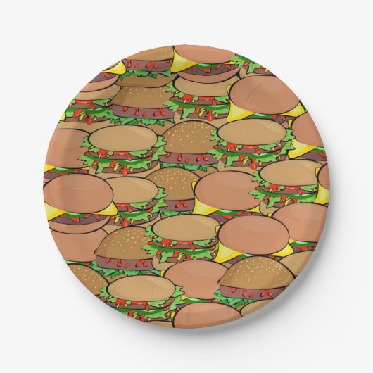 Assiettes En Carton Plaques papier BBQ pour hamburger pique-nique (Devant)