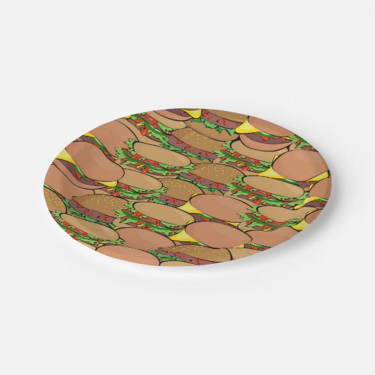 Assiettes En Carton Plaques papier BBQ pour hamburger pique-nique (Angle)