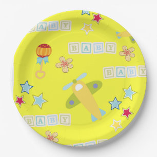Assiettes En Carton Plaques Papier Bébé Jaune d'avion