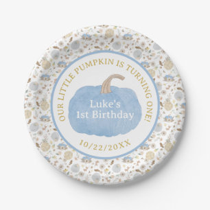 Assiettes En Carton Plaques papier bleu Citrouille 1er anniversaire