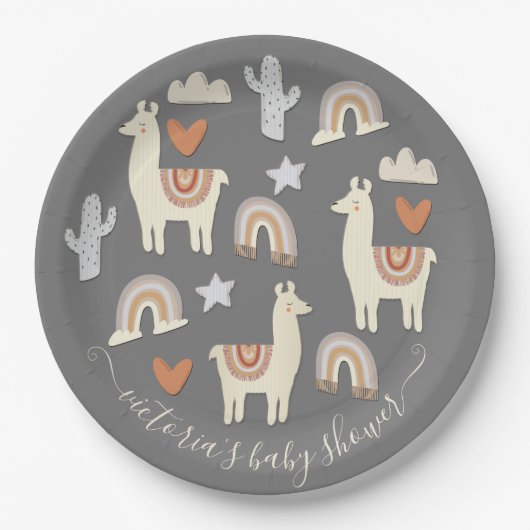 Assiettes En Carton Plaques papier Boho Scandi Mobile Baby shower (Devant)