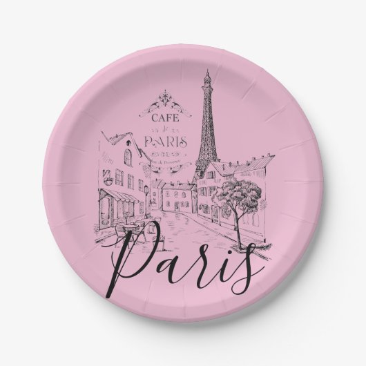 Assiettes En Carton Plaques Papier Café Paris (Devant)