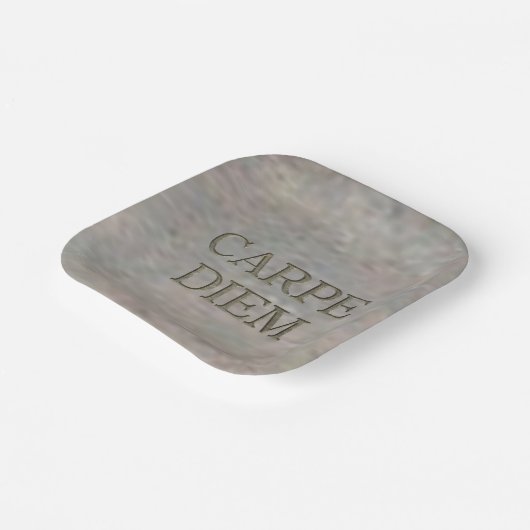 Assiettes En Carton Plaques papier carré Carpe Diem Stone (Angulaire)