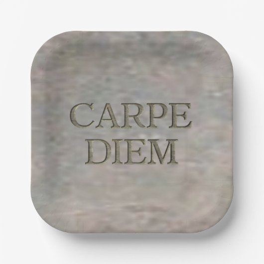 Assiettes En Carton Plaques papier carré Carpe Diem Stone (Recto)