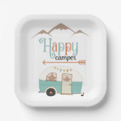 Assiettes En Carton Plaques papier Carré Happy Camper Retro RV (Recto)