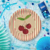 Assiettes En Carton Plaques Papier Cerise Et Grille (Fête)