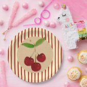 Assiettes En Carton Plaques Papier Cerise Et Grille (Fête)