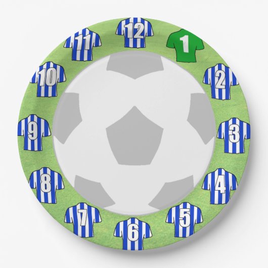 Assiettes En Carton Plaques papier - Chemises sport rayées bleu et bla (Devant)