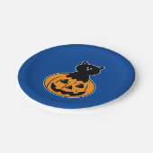 Assiettes En Carton Plaques papier Citrouille Halloween Chat noir (Angle)