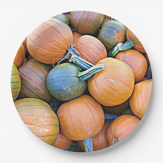 Assiettes En Carton Plaques papier Citrouilles d'Halloween (Devant)